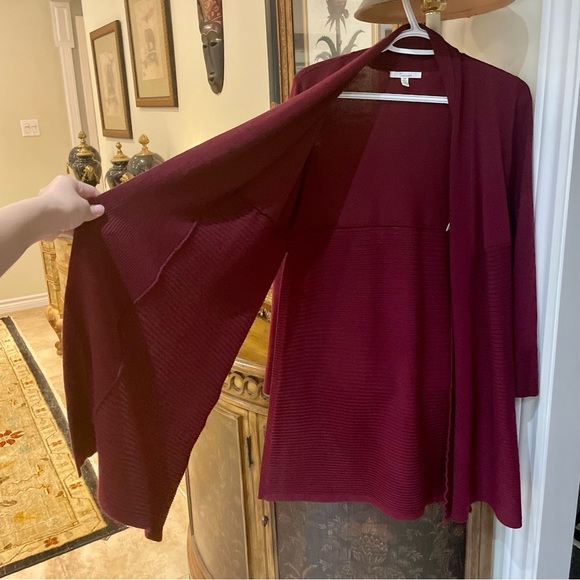 89th & Madison Burgundy Open Front Cardigan - Picture 4 of 11